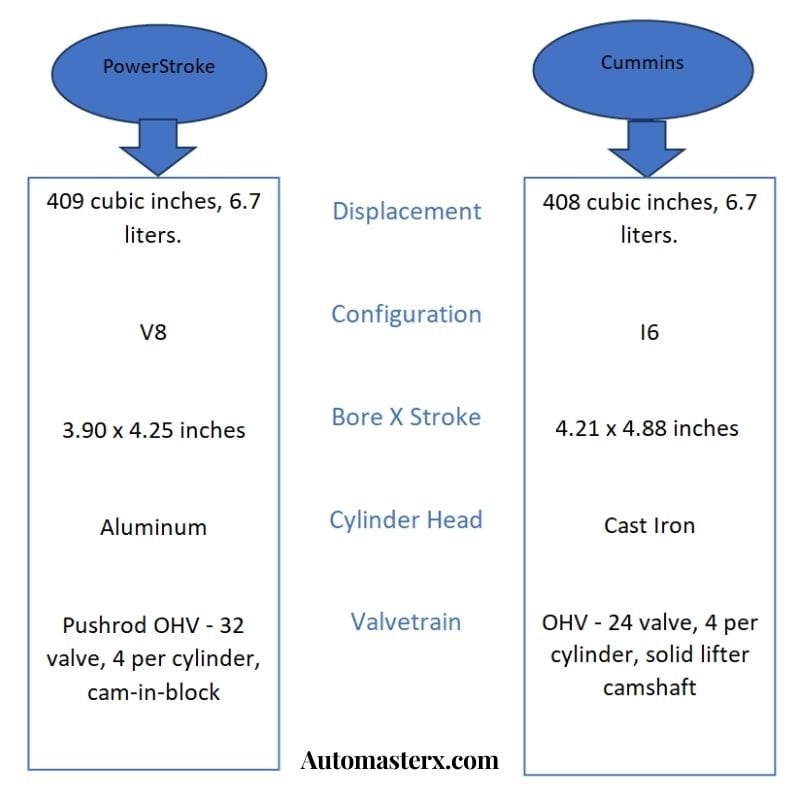 powerstroke vs cummins reliability diagram