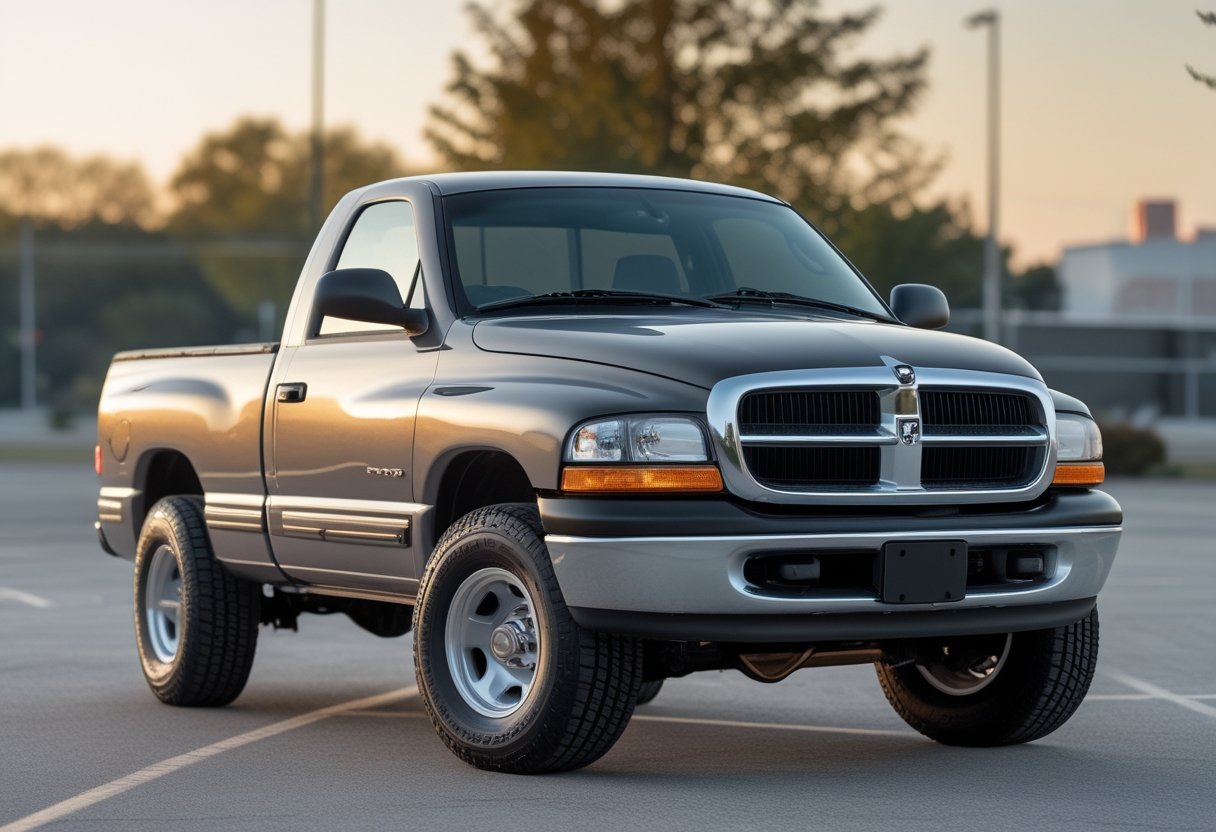 A 1996 Dodge RAM 1500 pickup truck parked outdoors on a clear day, shown from a three-quarter front angle.